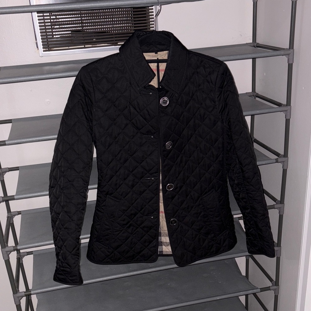 Burberry Quilted Button Jacket with Signature Pattern Size XS * PETITE XSP